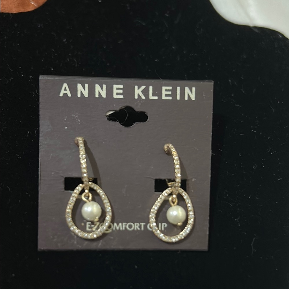 Anne Klein Gold Teardrop Pearl Earrings